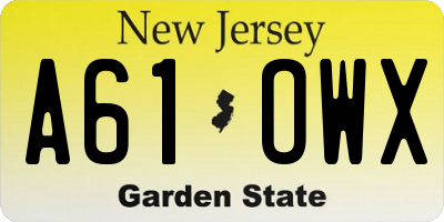 NJ license plate A61OWX