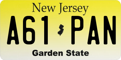 NJ license plate A61PAN