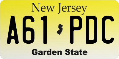 NJ license plate A61PDC