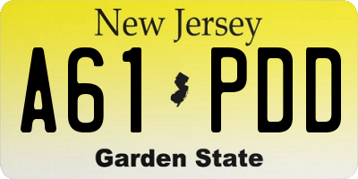 NJ license plate A61PDD