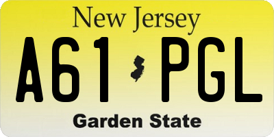 NJ license plate A61PGL