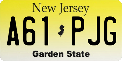 NJ license plate A61PJG