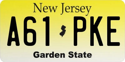 NJ license plate A61PKE