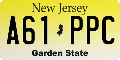 NJ license plate A61PPC