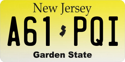 NJ license plate A61PQI