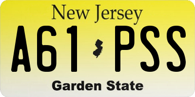 NJ license plate A61PSS