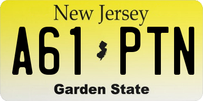 NJ license plate A61PTN