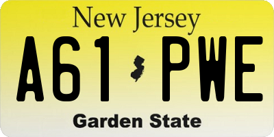 NJ license plate A61PWE