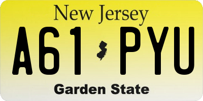 NJ license plate A61PYU