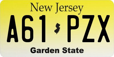NJ license plate A61PZX
