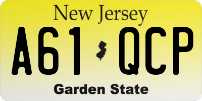NJ license plate A61QCP