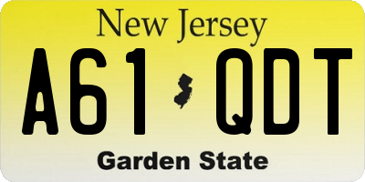 NJ license plate A61QDT