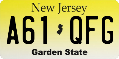 NJ license plate A61QFG