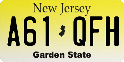 NJ license plate A61QFH