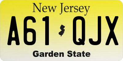 NJ license plate A61QJX