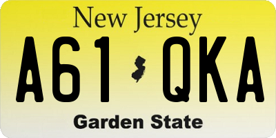 NJ license plate A61QKA