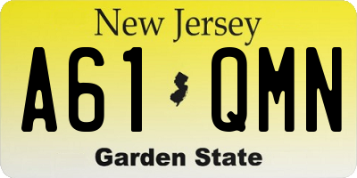NJ license plate A61QMN