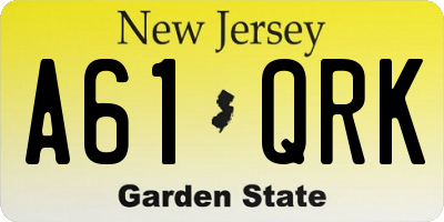NJ license plate A61QRK