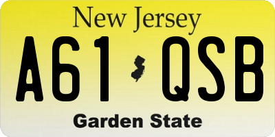 NJ license plate A61QSB