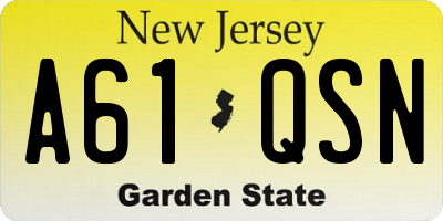 NJ license plate A61QSN