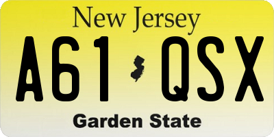 NJ license plate A61QSX
