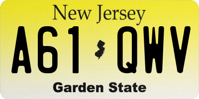 NJ license plate A61QWV