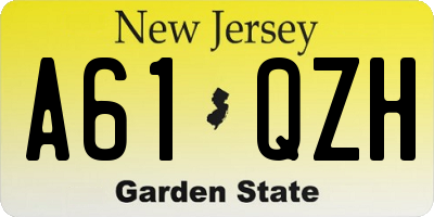 NJ license plate A61QZH