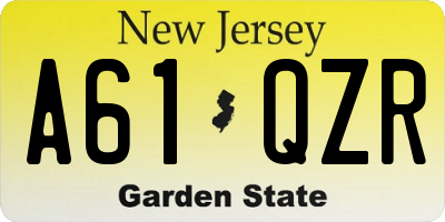 NJ license plate A61QZR