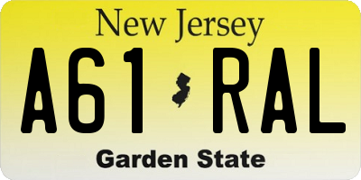 NJ license plate A61RAL