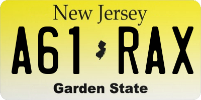 NJ license plate A61RAX