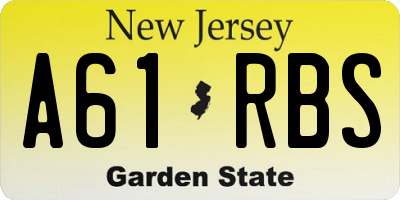 NJ license plate A61RBS