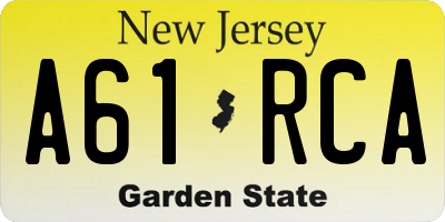 NJ license plate A61RCA