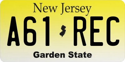 NJ license plate A61REC