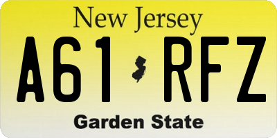NJ license plate A61RFZ
