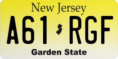NJ license plate A61RGF