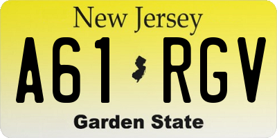 NJ license plate A61RGV