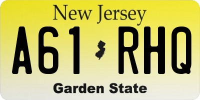 NJ license plate A61RHQ
