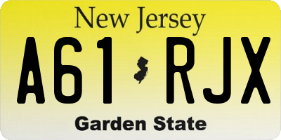 NJ license plate A61RJX