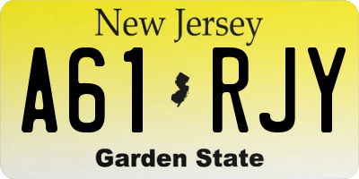 NJ license plate A61RJY