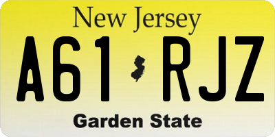 NJ license plate A61RJZ