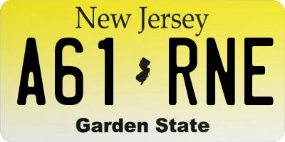 NJ license plate A61RNE