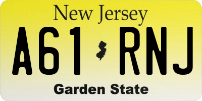 NJ license plate A61RNJ