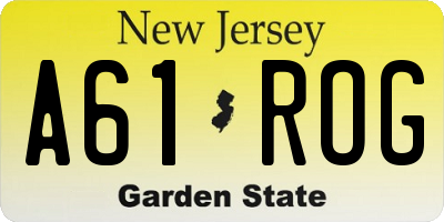 NJ license plate A61ROG