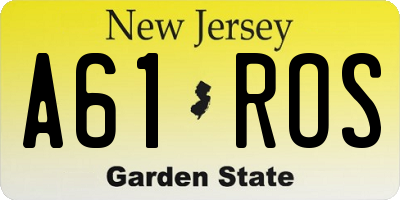 NJ license plate A61ROS