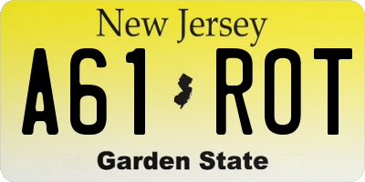 NJ license plate A61ROT