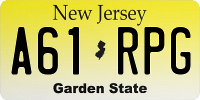 NJ license plate A61RPG