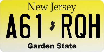 NJ license plate A61RQH