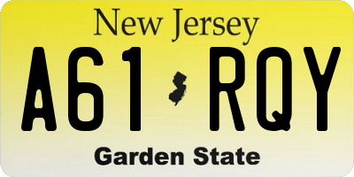 NJ license plate A61RQY