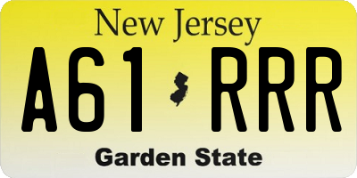 NJ license plate A61RRR