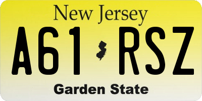 NJ license plate A61RSZ